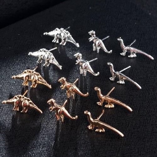 2020 NEW European American retro earrings 3Pairs/set Gold Dinosaur Earrings Cute Ear Stud earring Small Set Jewelry decoration
