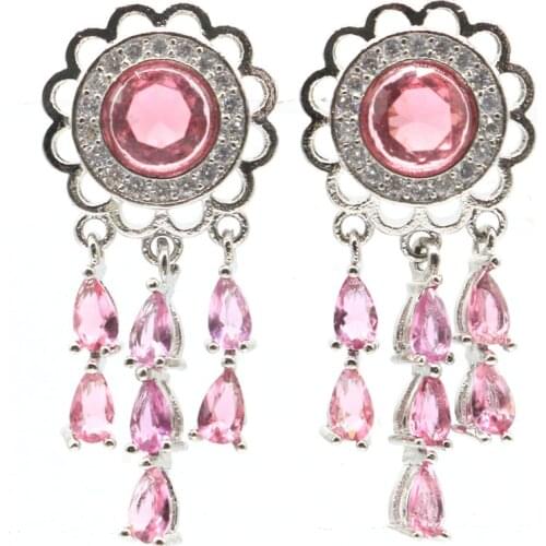 28x25mm Romantic Moon Shape Created Dark London Blue Topaz Blue Aquamarine For Sister Silver Daily Wear Earrings