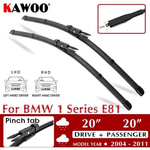 KAWOO Wiper Front Car Wiper Blades For BMW 1 Series E81 October 2004 - Nov. 2011 Windshield Windscreen Window 20"+20" LHD RHD