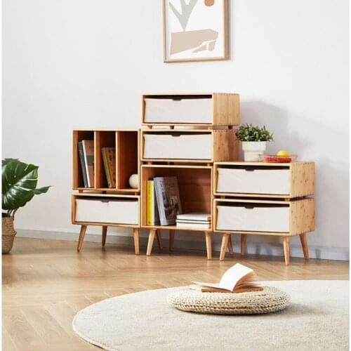 Round Corner design modern simple bucket cabinet reserved groove bedroom storage side cabinet round hole handle solid wood chest