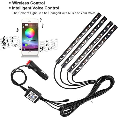 Led strip for car 4pcs 12leds APP control colour change with music