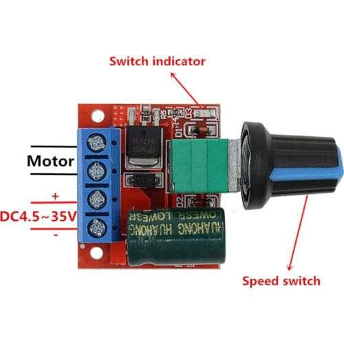 Mini DC-DC 4.5V-35V 5A 90W PWM DC Motor Speed Controller Module Speed Regulator Control Adjust Adjustable Board Switch 12V 24V