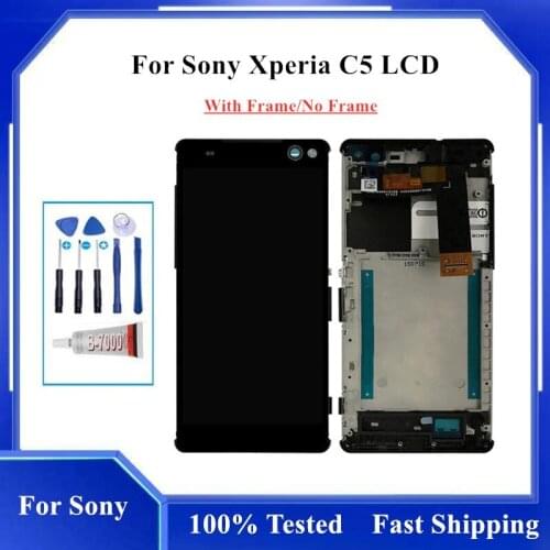100% Tested For SONY Xperia C5 Ultra E5506 E5533 E5563 LCD Display Touch Screen Digitizer LCD Asseembly With Frame For Sony C5
