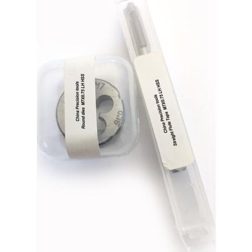 2pcs HSS Metric Left hand straight flute thread Tap and Die set M7 M7X1 M7X0.75 LH Fine Thread Cutting taps Round dies sets M7*1