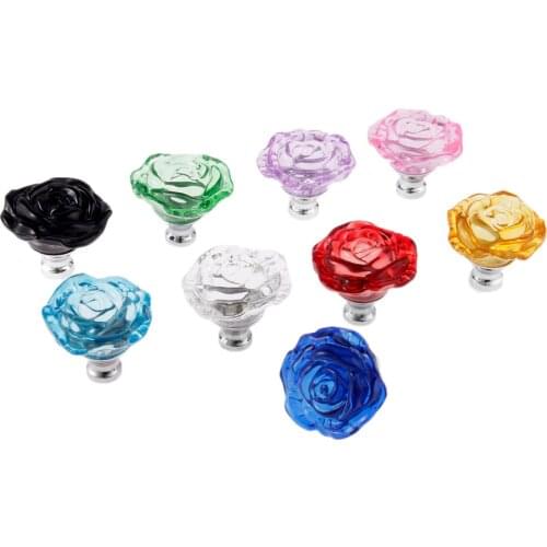 50mm Knob Crystal Rose Glass Clear Knob Furniture Kitchen Drawer Cabinets Handles Dresser Closet Pulls Furniture Hardware 1pc