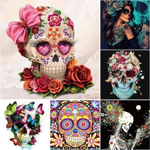 5D DIY Diamond Painting Personality Skull Mask Full Square/Round Drill Mosaic Cross Stitch Sticker Home Decoration Handmade Gift