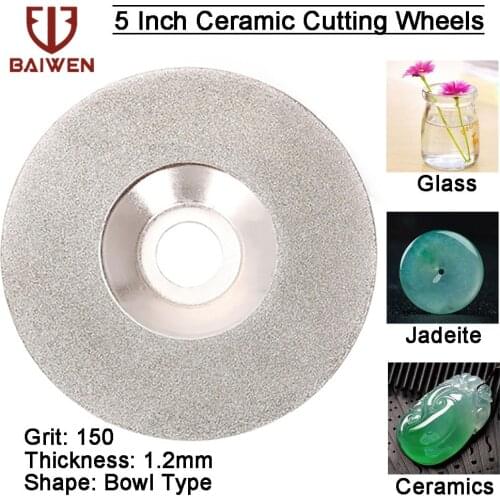 1pc 125mm Electroplated Diamond Cutting Disc Grinding Wheel Bowl Shape Discs for Glass Ceramic Jade 150 Grit