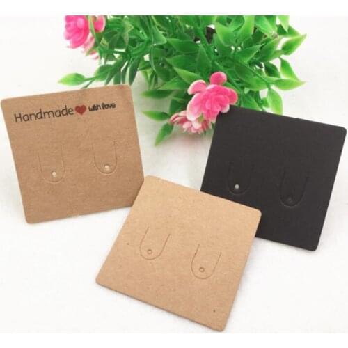 5x5cm 50pcs/ Lot Kraft Paper Ear Studs Hang Tag Jewelry Display Card Earring Kraft Paper Tag Ear Ring Paper Hang Price Tags