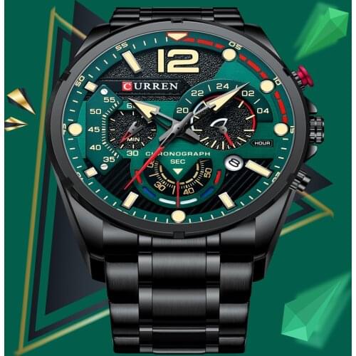 CURREN Men Watch Sport watch Quartz Luxury Stainless Steel Clock with Luminous Watch Chronograph Wristwatches watch For Men