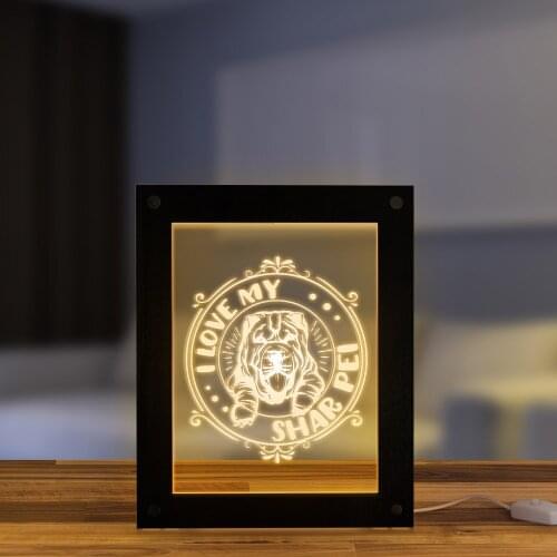 I Love My Shar Pei Decorative Lighting Bedroom Night Lamp Led Lighting Photo Frame Custom Handmade Lamp