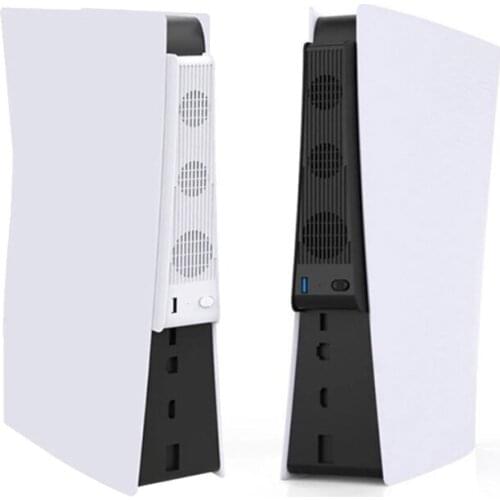For PS5 Vertical Stand with Cooling Fan USB Controller Charger Game Console H054
