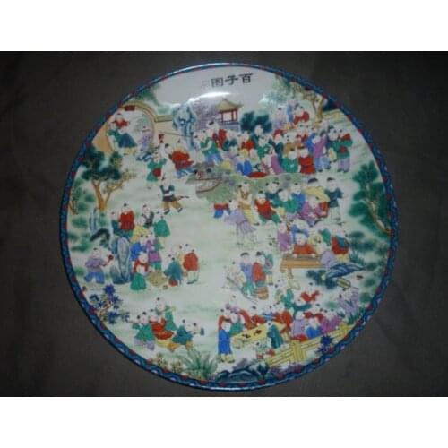 34cm(d) Rare Qing Dynasty porcelain plate ,Oriental Christmas,Free shipping