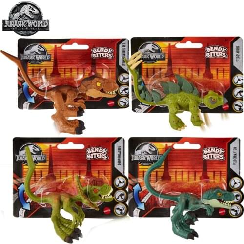Original Jurassic World Bendy Biters Anime Dinosaur Figure Model Kids Toys for Children Adventure Camp Boys Toy Mini Dinossauro