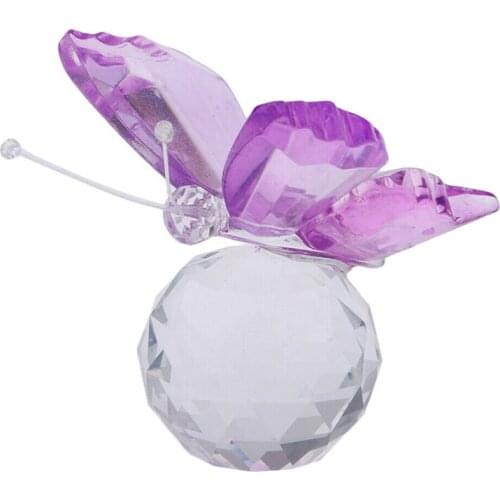 Crystal Butterfly Ornament Best Gift Crystal Glass Purple Flying Butterfly With Ball Figurine Ornament Home Decor