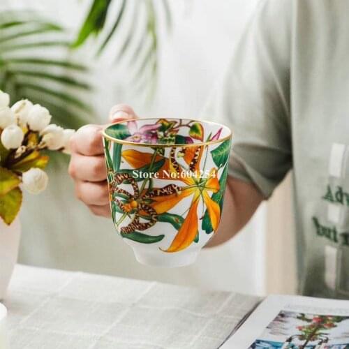 Classic porcelain coffee gold mug for tea Ceramic coffee cups set Novelty Christmas Gifts