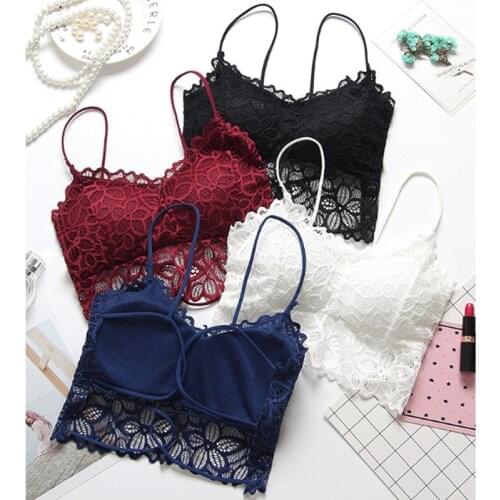Lace Wrapped Tops For Women Back Cross Wire-Free Underwear Spaghetti Strap Anti-light Bra Sexy Breathable Bra Tops