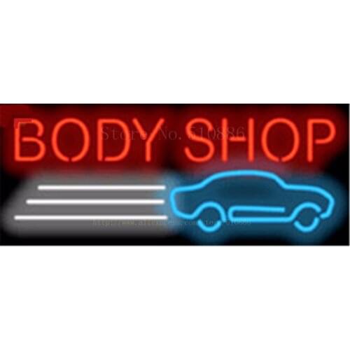 Body Shop Car Real Glass Tube neon sign Beer Pub Club Handcrafted Automotive signs Shop Store Business Signboard signage 17"x14"