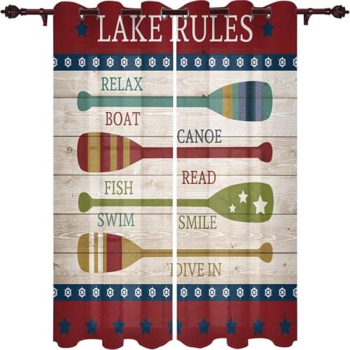 Summer Lake Paddle Rules Wooden Texture Modern Curtains for Living Room Luxury Window Treatments Bedroom Kitchen Curtains Drapes