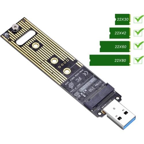 M.2 NVME USB 3.1 Adapter M-Key M.2 NGFF NVME To USB Card Reader USB 3.1 Gen 2 Bridge Chip With 10 Gbps For 2242/2260/2280
