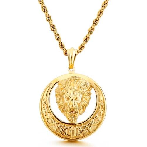 Trendy Hot New Sun Shaped Cool Titanium Pendant Fashion Mens Golden Lion Pendant