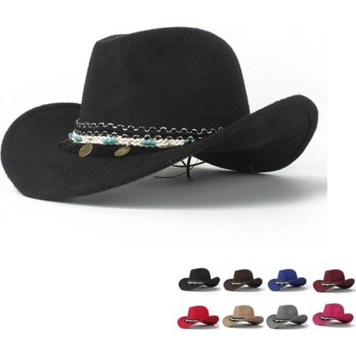 Fashion Women Western Cowboy Hat Lady Fascinator Outblack Cowgirl Sombrero Hombre Jazz Cap