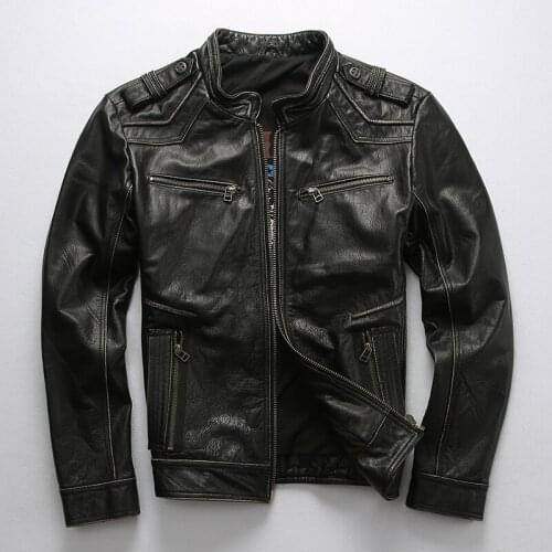 Mens Large Size 5XL Black Jackets Genuine Leather Vintage Jacket Brand Luxury Motorcycle Rider Soft Cowhide Spring Autumn Coat
