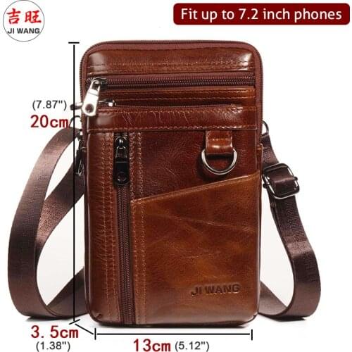 Genuine Leather Men Waist Pack Cross body Bum Hip Bag 6-7" Cell/Mobile Phone Case Mini Male Fanny Pack Messenger Belt Hook Bags