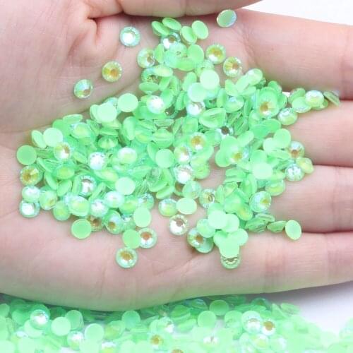 New Luminous Strass Bling Fluorescent Flatback Glass Rhinestone Fluorescent Green AB Color DIY Nail Jewelry Decorations