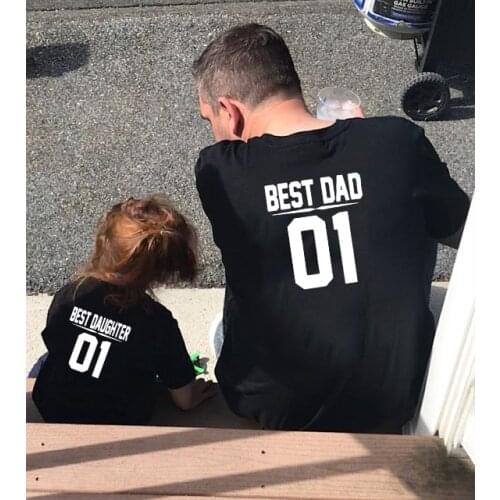 Daddy and Me Outfits Best Dad Best Daughter 01 Father and Daughter Shirts Baby Boy Kids Look Summer Short Sleeve Clothing