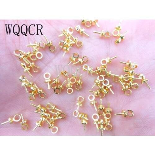 Wholesale DIY 100PCS jewelry plating 18K gold earrings connector pearls, crystal beads pendant cap