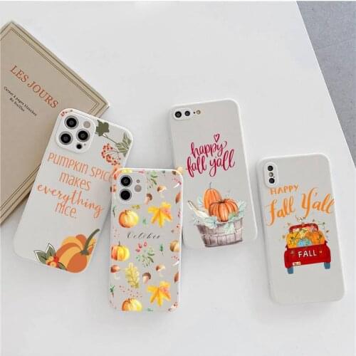 Fall Inspired Pumpkin leaves autumn Phone Case For iphone SE 7 8 12 11 X XS XR mini PLUS S pro Max Soft silicone shell funda