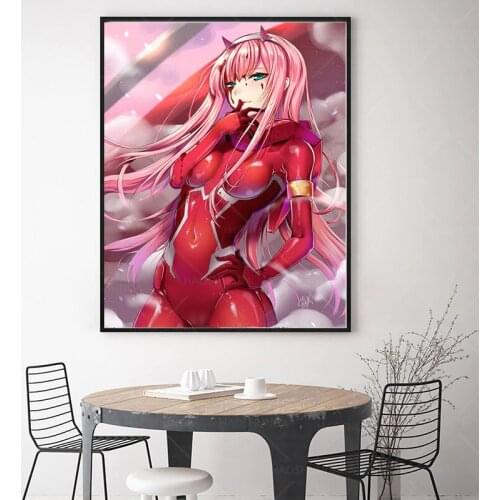 Hd print DARLING in the FRANXX 002 Zero Two Poster Japan Anime Posters Wall Decor Print living room home decor frame ready hang
