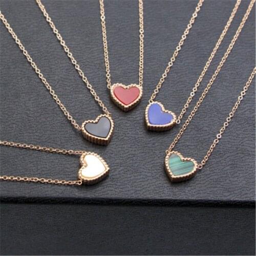 Luxury Brand Double Color Love Heart Pendant Necklace For Women Wedding Jewelry Rose Gold Classic Shell Short Necklaces FF001