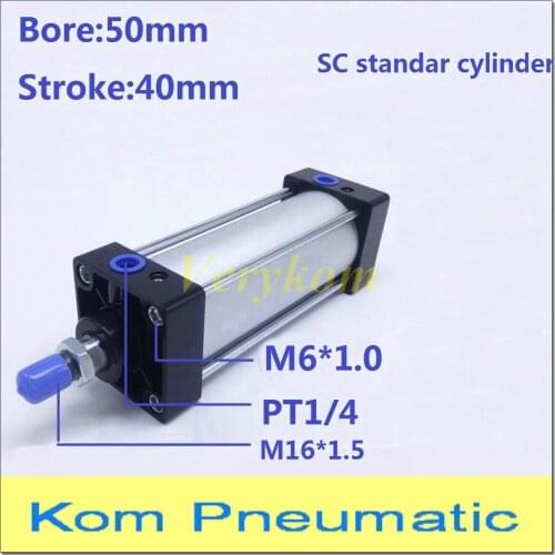 SC50-40 Pneumatic Standard Air Cylinder Piston 50mm Bore 40mm Stroke 50X40 Single Rod Double Acting Magnet Magnetic SC50*40