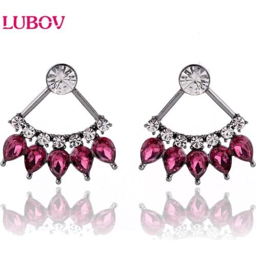 2018 New Arrival Elegant Skirt Design Water Drop Pendant Earrings Crystal Rhinestone Piercing Stud Earrings Women Gift Jewelry