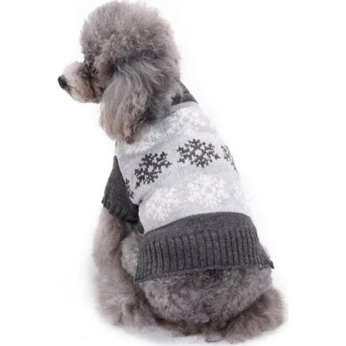 Dog Coffee Gray Sweaters Clothes Pet Cat Pullover Snowflake Sweater Christmas Puppy Chihuahua Knitwear for Small Dogs XS S M L