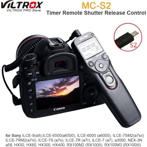 VILTROX Timer Remote Control Shutter Intervalometer with S2 Cable for SONY alpha A7RII A7MII A7SII RX100III IV RX10 A6500 A6300