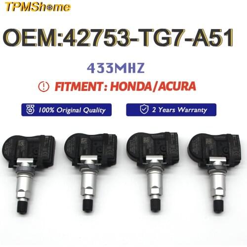 TPMS Sensor 42753-TG7-A51 Tire Pressure Monitoring System 433MHz For Honda Pilot RIDGELINE ACURA NSX 3.5L 2016-2019 42753TG7A51
