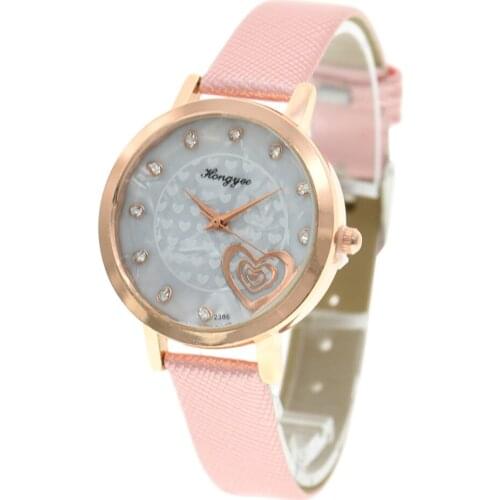 HY 2386 Wholesale Top Womens Watch Heart Shape Rhinestone Patterned Lady Watches Hot Creative Analog Lady Dress Wristwatch