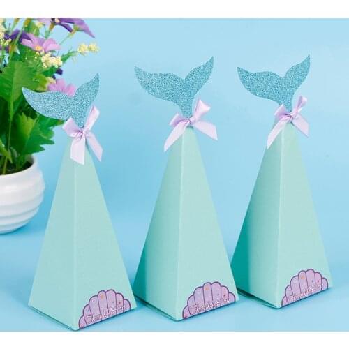 10Pcs Mermaid Gift Boxes Sweet Paper Candy Box Mermaid Birthday Party Decoration