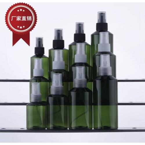 Capacity 100 ML 200pcs empty Dark green plastic cosmetic bottles of inclined shoulder, 100ml fine mist spray bottle