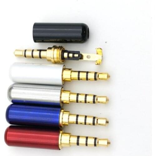 100pcs 1/8" 3.5mm male 4pole stereo plug Repair Headphone Cable Solders New