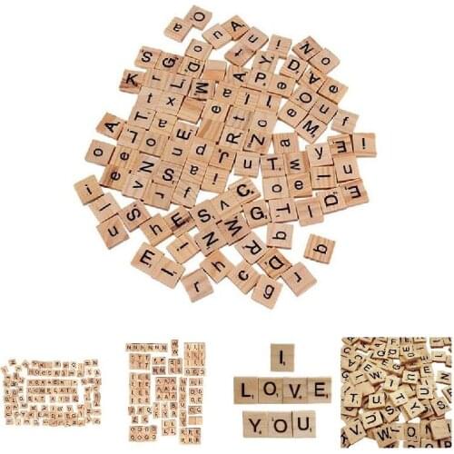100 Pcs Wood Tiles Letter Alphabet s Number Craft English Words