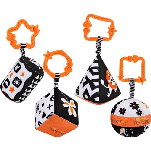 4pcs Baby Crib Hanging Rattle Plush Infant Stroller Bed Toy for 0-12 Months