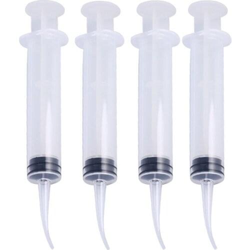 4pc Disposable Elbow Syringe Dental Irrigation Syringe With Tip Dental Care Teeth Whitening Cleaner Oral Hygiene dental material