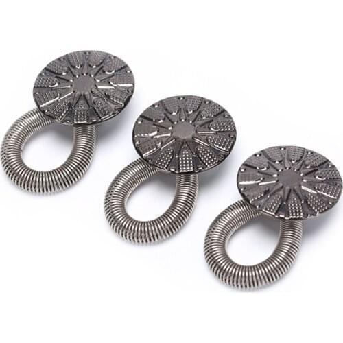 6pcs/lot Metal Adjustable Waist Extender Pants Stretch Button Instant Fix Metal Elastic Expander New