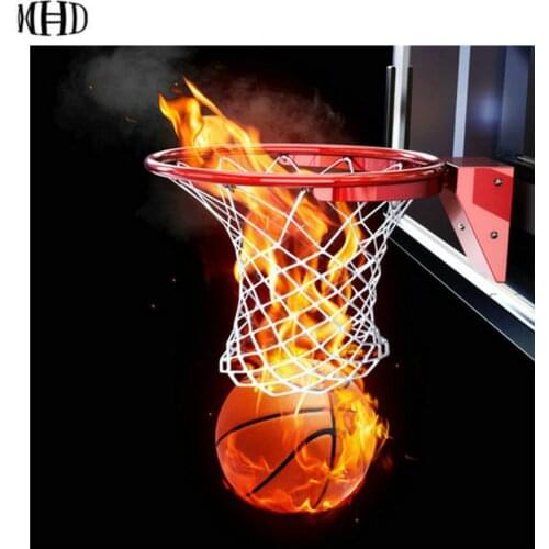 MHD 3D Full Square / Round 5d diy Diamond Embroidery Basketball Diamond Cross Stitch Diamond Painting Mosaic Basketball Fire