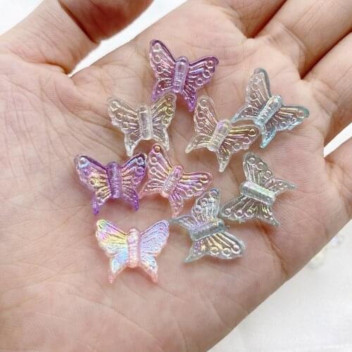 Butterfly Shape Beads Multi Gradient Color Acrylic Butterflies Beads DIY Bracelet Necklace For Jewelry Making Charm kid 30pcs