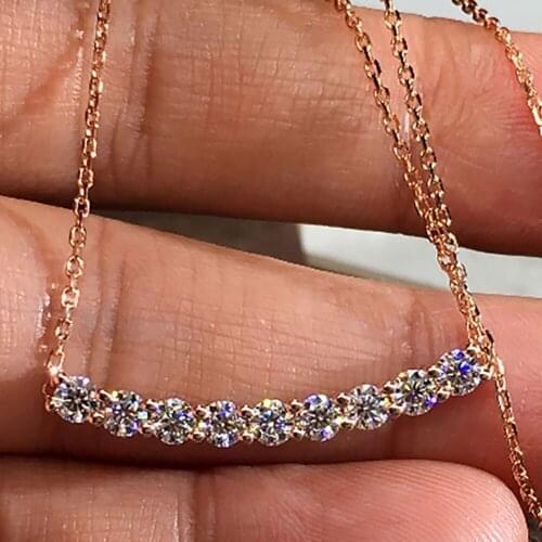 18K Rose Gold Women Pendants Necklaces Moissanite Diamond 9 pcs 0.1 Carat Each Smiley Wedding Anniversary Engagement Party Gift