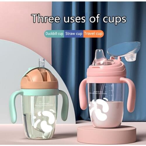 Baby Silicone Straw Cup Making Baby Feeding Cup Cute Cartoon Baby Learning Cup Toddler Childrens Food Grade Cup Three Uses